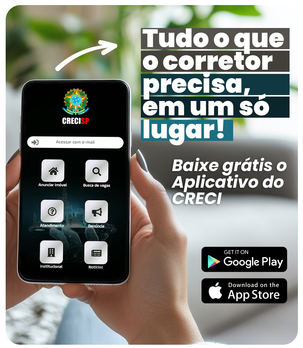 Imagem promovendo o download do aplicativo do CRECISP