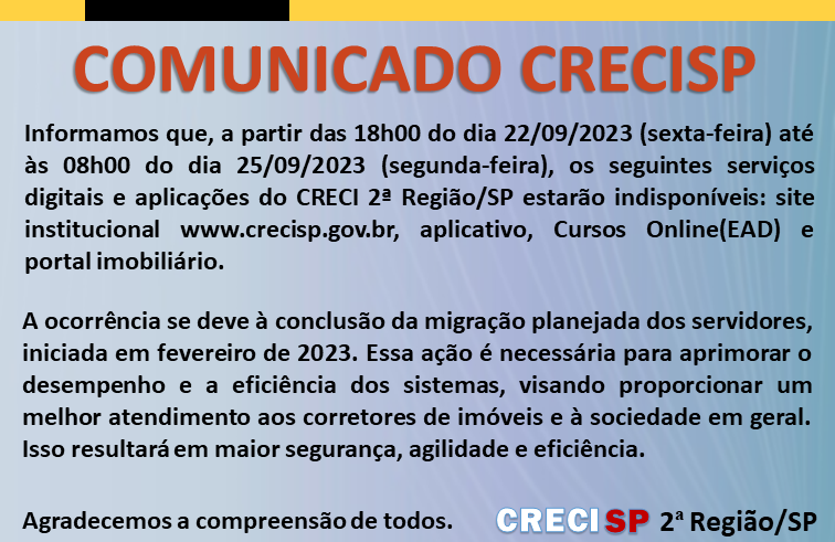 Comunicado manutenção de servidores